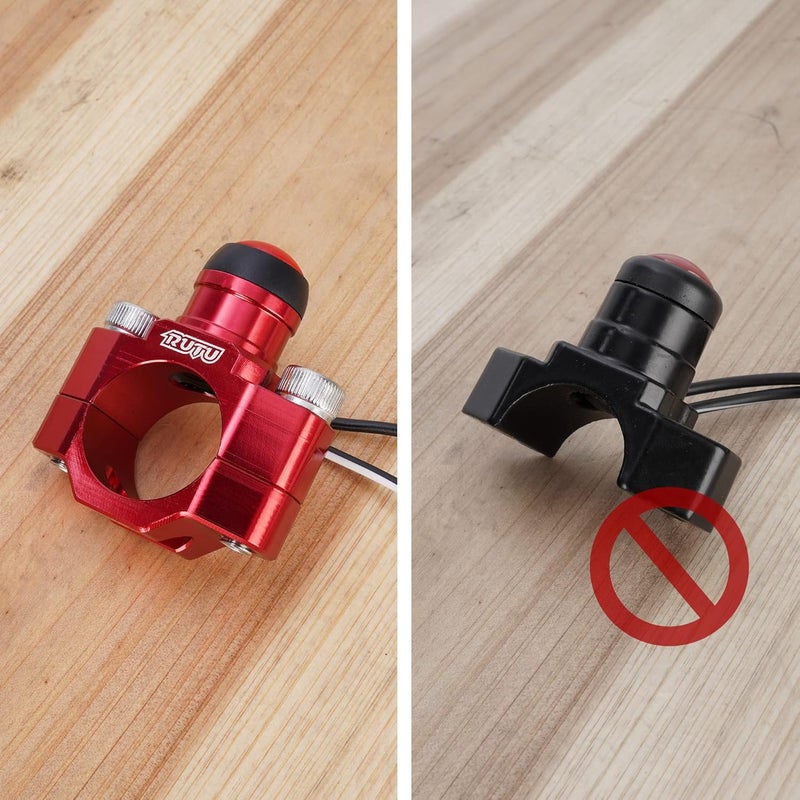 RUTU CNC Universal Motorcycle Engine Stop Start Kill Switch Button with Mounting Backplate for KLX450 KLX250 KLX110 CR125 CRF250 CRF450 XR250 ATV,Dirt Pit Bike,Scooter,Quad - Red - Image 3